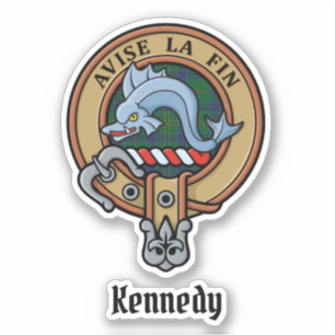 Sticker Clan Kennedy Crest sur Tartan