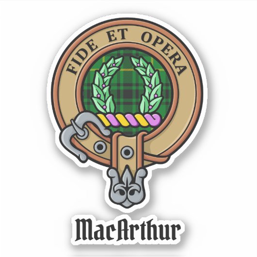 Sticker Clan MacArthur Crest sur Tartan (Devant)