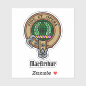 Sticker Clan MacArthur Crest sur Tartan (Feuille)