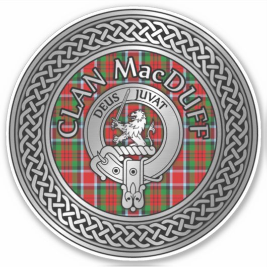 Sticker Clan MacDuff Crest & Tartan Knot (Devant)