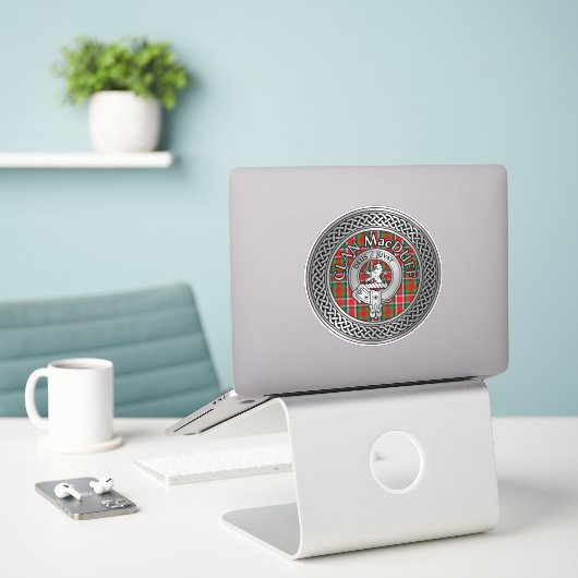 Sticker Clan MacDuff Crest & Tartan Knot (Ordinateur portable sur le bureau)
