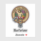 Sticker Clan MacFarlane Crest sur Tartan de chasse moderne (Feuille)
