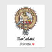Sticker Clan MacFarlane Crest sur tarte noir et blanc (Feuille)