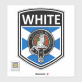 Sticker Clan MacGregor Crest & Tartan Saltire - Blanc (Feuille)