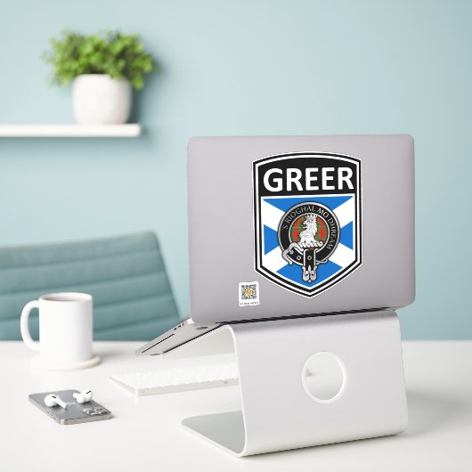 Sticker Clan MacGregor Crest & Tartan Saltire - Greer (Ordinateur portable sur le bureau)