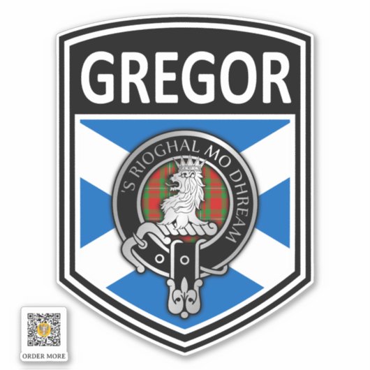 Sticker Clan MacGregor Crest & Tartan Saltire - Gregor (Devant)