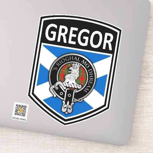 Sticker Clan MacGregor Crest & Tartan Saltire - Gregor (Détail)
