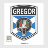 Sticker Clan MacGregor Crest & Tartan Saltire - Gregor (Feuille)