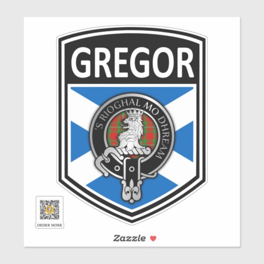 Sticker Clan MacGregor Crest & Tartan Saltire - Gregor (Feuille)