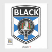 Sticker Clan MacGregor Crest & Tartan Saltire - Noir (Feuille)