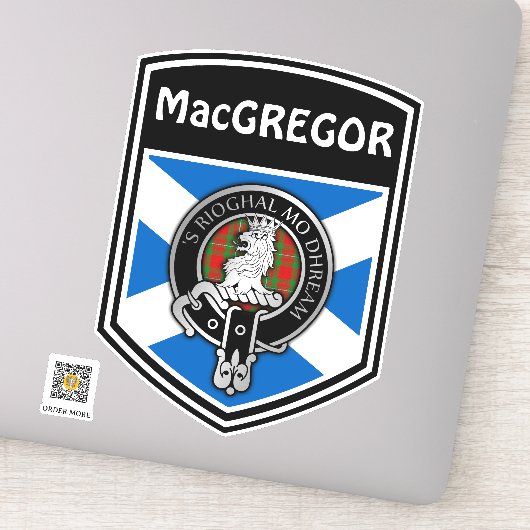 Sticker Clan MacGregor (Edit) Salut et Tartan Saltire (Détail)