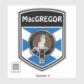 Sticker Clan MacGregor (Edit) Salut et Tartan Saltire (Feuille)