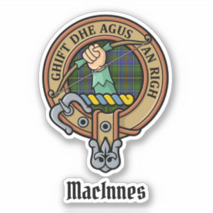 Sticker Clan MacInnes Crest sur Tartan