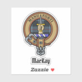 Sticker Clan MacKay Crest sur Blue Tartan (Feuille)