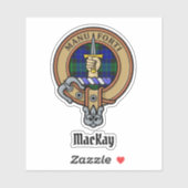 Sticker Clan MacKay Crest sur Tartan (Feuille)