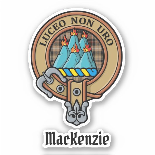 Sticker Clan MacKenzie Crest sur Tartan de chasse Brown (Devant)