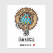 Sticker Clan MacKenzie Crest sur Tartan de chasse Brown (Feuille)