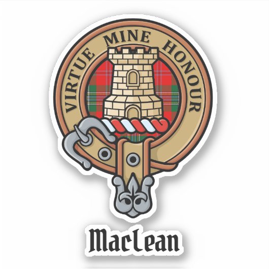 Sticker Clan MacLean Crest sur Tartan (Devant)