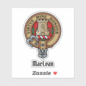 Sticker Clan MacLean Crest sur Tartan (Feuille)