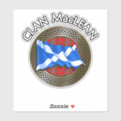 Sticker Clan MacLean Tartan Knot & Drapeau (Feuille)