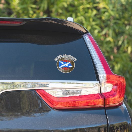 Sticker Clan MacLean Tartan Knot & Drapeau (Côté voiture)