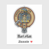 Sticker Clan MacLellan Crest over Ancient Tartan (Feuille)