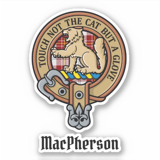 Sticker Clan MacPherson Crest sur la robe rouge Tartan (Devant)