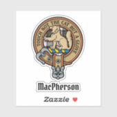 Sticker Clan MacPherson Crest sur l'autocollant Tartan (Feuille)