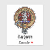 Sticker Clan MacQueen Crest sur Tartan (Feuille)