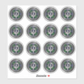 Sticker Clan Malcolm Crest et Tartan Knot (Feuille)