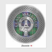 Sticker Clan Malcolm Crest et Tartan Knot (Feuille)