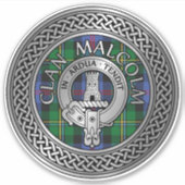 Sticker Clan Malcolm Crest et Tartan Knot (Devant)