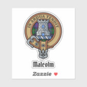 Sticker Clan Malcolm Crest over Tartan (Feuille)