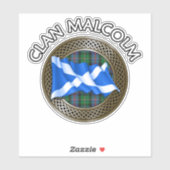 Sticker Clan Malcolm Tartan Knot & Drapeau (Feuille)