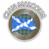 Sticker Clan Malcolm Tartan Knot & Drapeau (Devant)