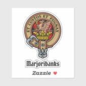 Sticker Clan Marjoribanks crête sur Tartan (Feuille)