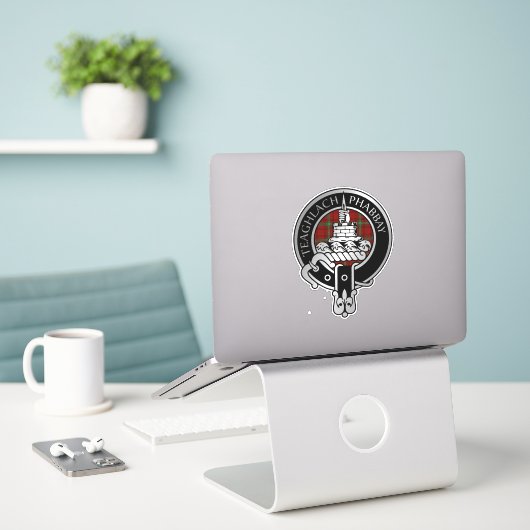 Sticker Clan Morrison Crest & Tartan (Ordinateur portable sur le bureau)