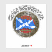 Sticker Clan Morrison Tartan Knot & Drapeau (Feuille)