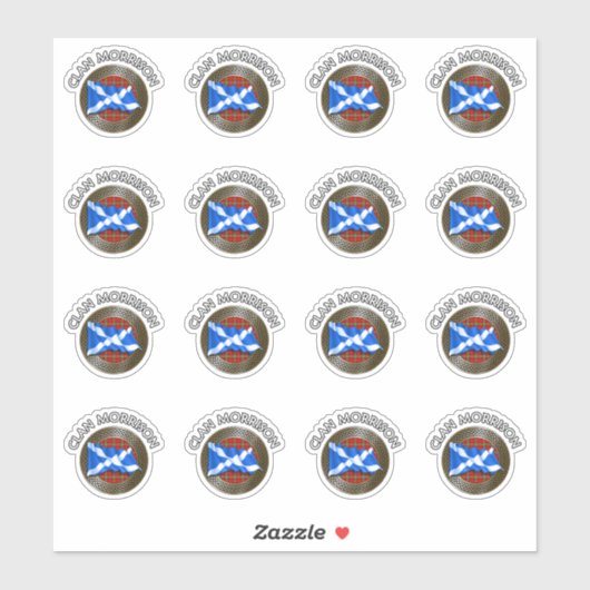Sticker Clan Morrison Tartan Knot & Drapeau (Feuille)