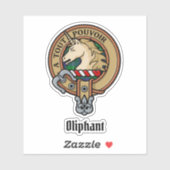 Sticker Clan Oliphant Crest sur l'autocollant Tartan (Feuille)