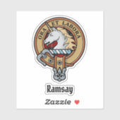 Sticker Clan Ramsay Crest sur Red Tartan (Feuille)
