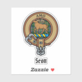 Sticker Clan Scott Crest sur l'autocollant vert Tartan (Feuille)