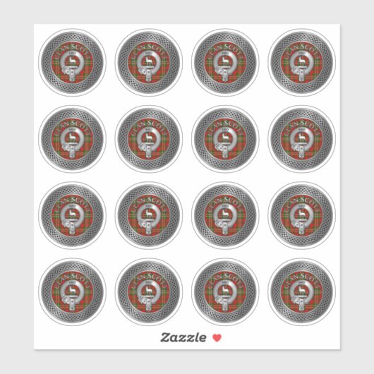 Sticker Clan Scott Crest & Tartan Knot (Feuille)