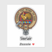 Sticker Clan Sinclair Crest sur Tartan (Feuille)