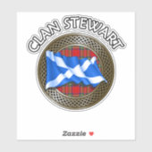 Sticker Clan Stewart Tartan Knot & Flag (Feuille)