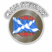 Sticker Clan Stewart Tartan Knot & Flag (Devant)