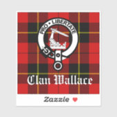 Sticker Clan Wallace Crest Badge et Tartan (Feuille)
