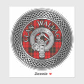 Sticker Clan Wallace Crest et Tartan Knot (Feuille)