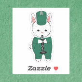 Sticker Clarinet Bunny Rabbit Marche Bande Vert Blanc Blan