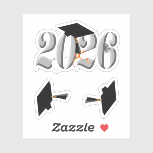 Sticker Classe Argent de 2026 Graduation (Feuille)